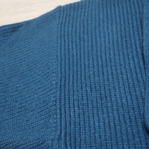 Knit Makers Chunky Knit Teal Wraparound Sweater NWOT S - Picture 5 of 5